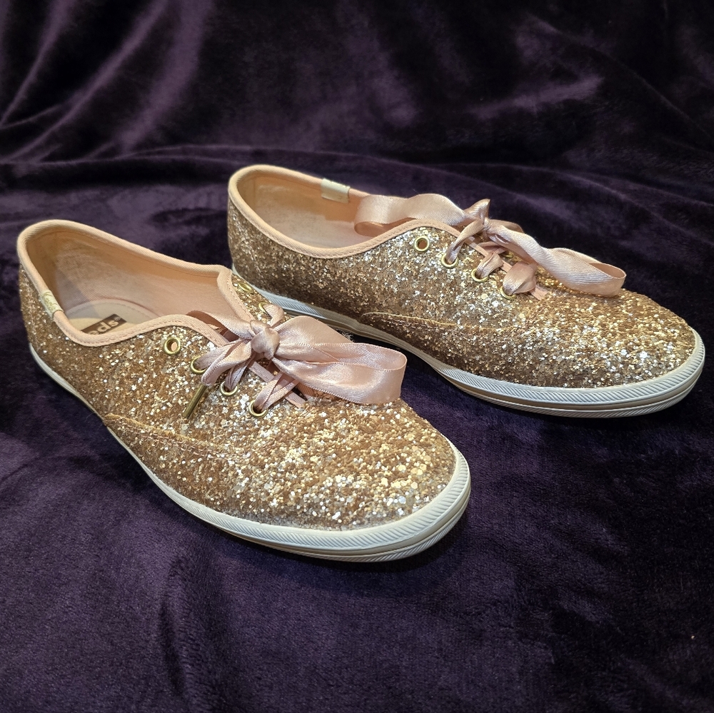 Keds X Kate Spade Rose Gold Glitter Sneakers | Size 7.5
